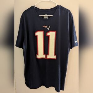 Julian Edelman Patriots #11 Nike blue football t shirt Men's XX Large Super Bowl